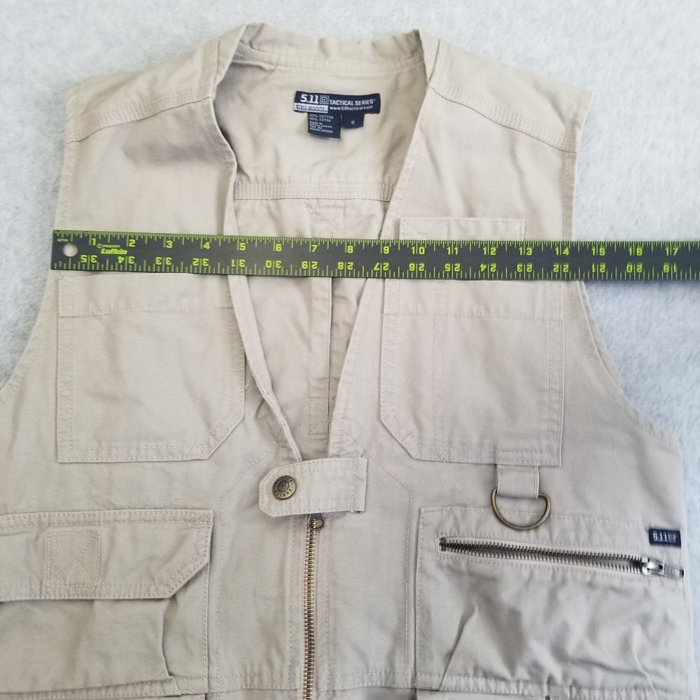 5.11 Tactical Vest Mens Small Tan Cargo Utility Fishing Hunting Gear Style 80001 - Picture 7 of 13